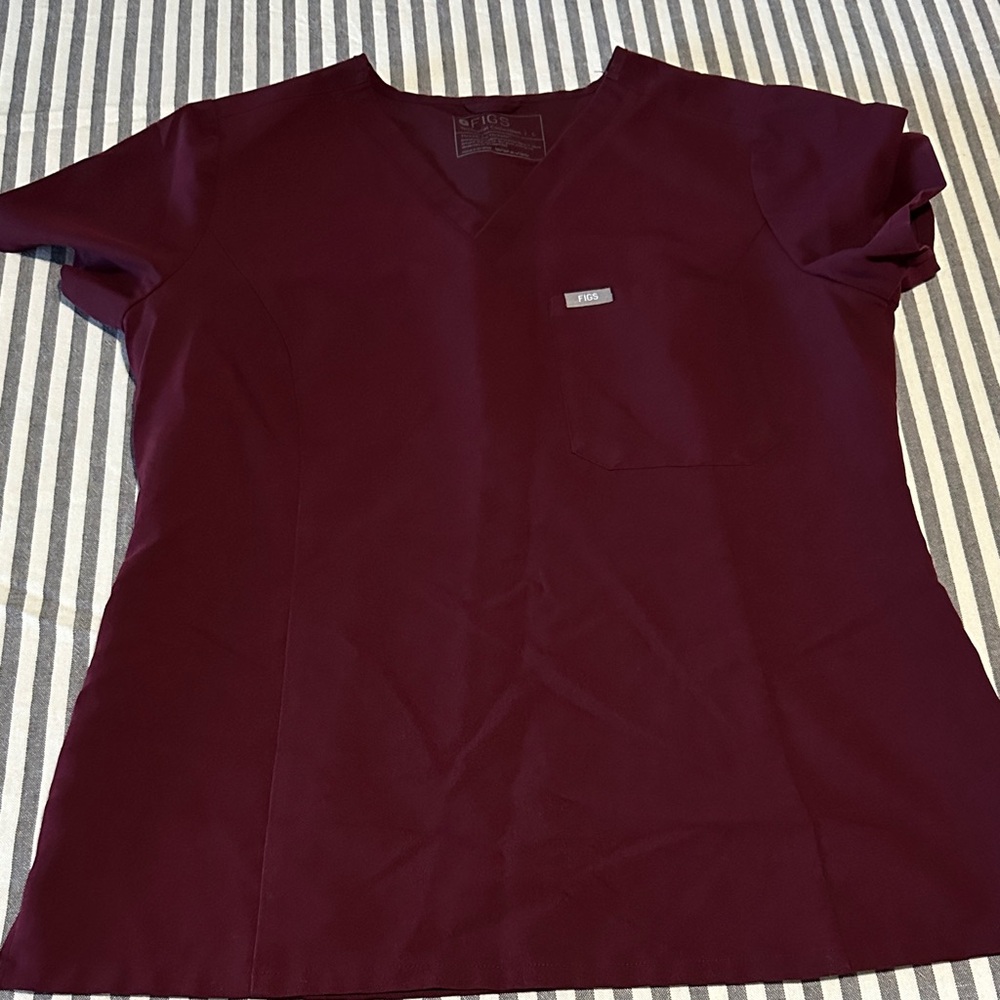 Figs Wine V-Neck Women's scrub Top
